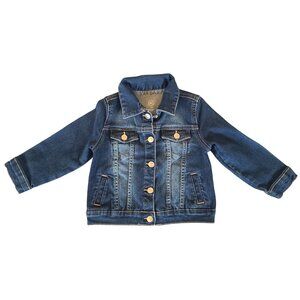 Wonder Nation Denim Jacket 3T Girls Dark Wash Button-Up Pockets Cotton